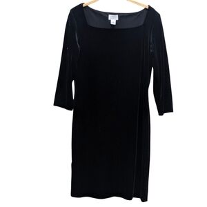 Ann Taylor Vintage Black Velvet Square Neck Dress 8